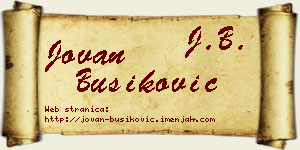 Jovan Bušiković vizit kartica